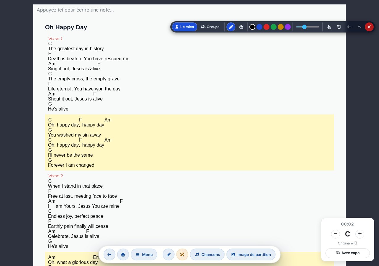 Texte de chanson avec annotations dessinées