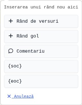Meniu inserare rând nou WYSIWYG