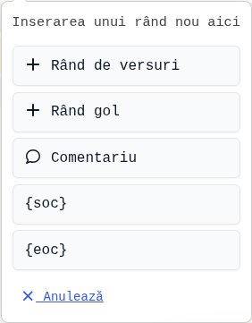 Meniu inserare rând nou