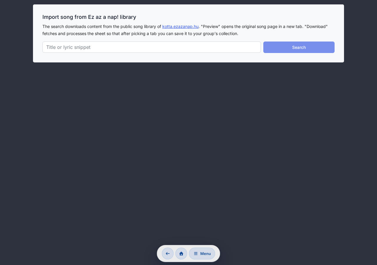Import page search state with results list