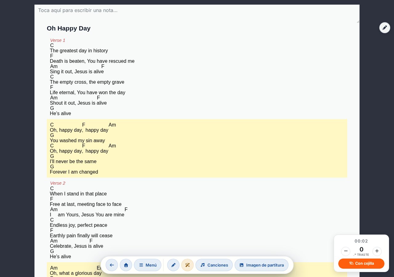 Canción sin capo, con las posiciones originales