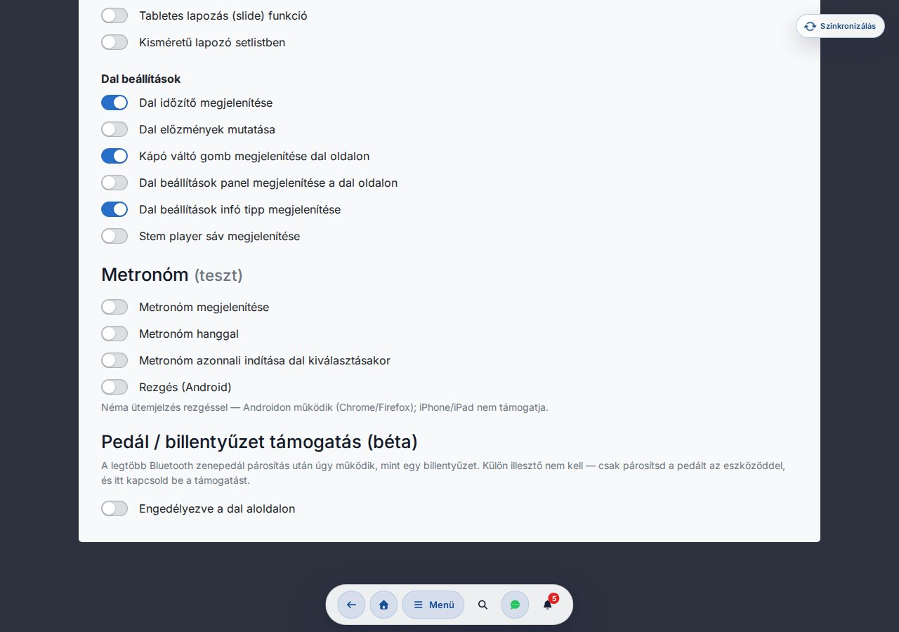 Налаштування підтримки педалі / клавіатури — перемикач увімкнення, вибір профілю, розкладка клавіш