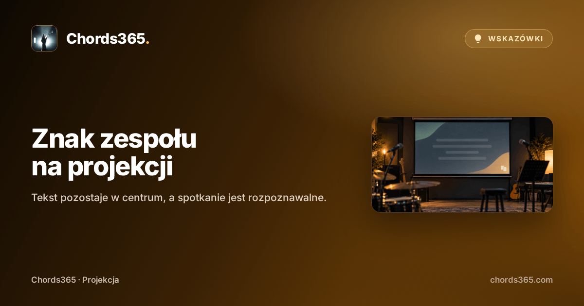 Anonimowy ekran projekcyjny na próbie z dyskretnym znakiem w rogu.