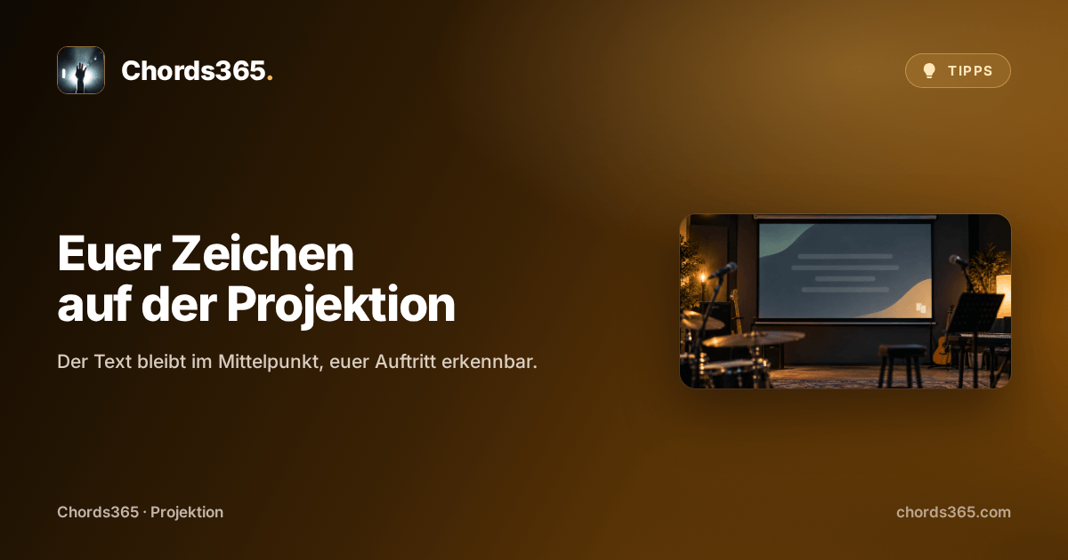 Anonyme Projektionsfläche im Proberaum mit dezentem Eckzeichen.
